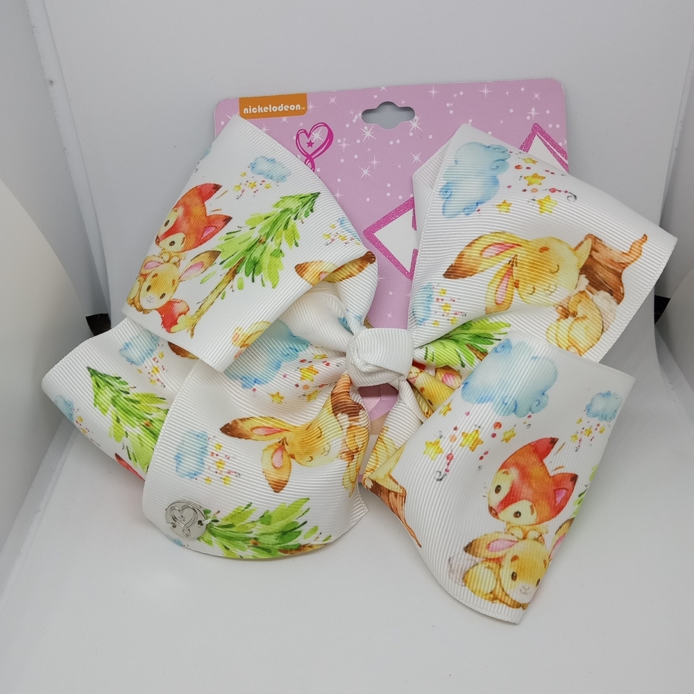 JoJo Siwa White Hair Bow with Animal and Nature Design